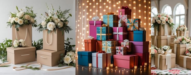 loral-themed wedding and event gift boxes by Moorthy Offset Printers